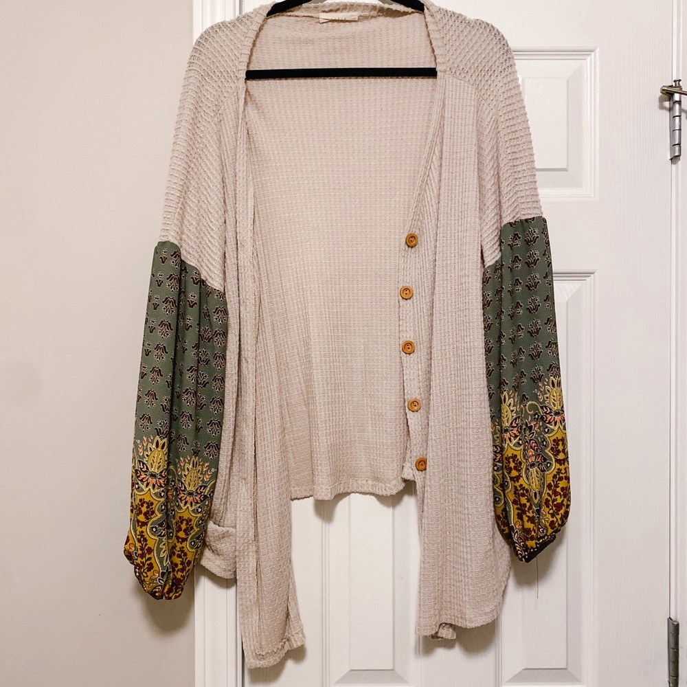 Cardigan with peasant blouse sleeves